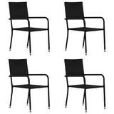 5 Piece Garden Dining Set Poly Rattan Black - 45-Degree Angle