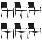 7 Piece Garden Dining Set Poly Rattan Black - 45-Degree Angle