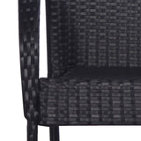 7 Piece Garden Dining Set Poly Rattan Black - 45-Degree Angle