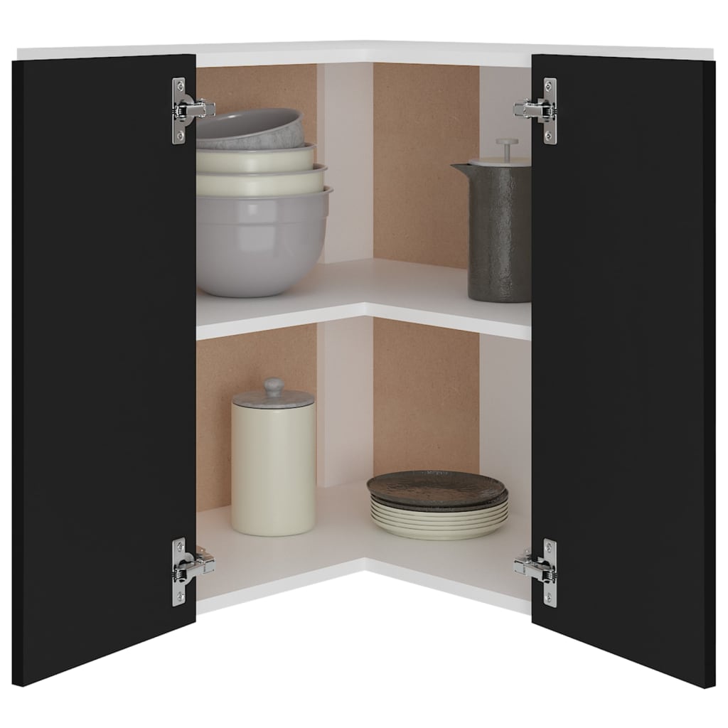 Hanging Corner Cabinet Lyon Black 57x57x60 cm Engineered Wood