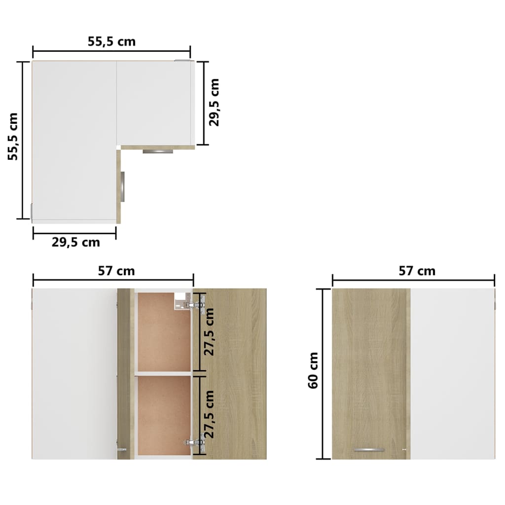 Hanging Corner Cabinet Lyon Sonoma Oak 57x57x60 cm Engineered Wood