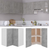 Hanging Corner Cabinet Lyon Concrete Grey 57x57x60 cm Engineered Wood - Front View