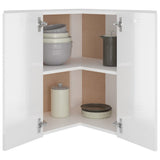 Hanging Corner Cabinet Lyon High Gloss White 57x57x60 cm Engineered Wood - Top-Down View