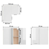 Hanging Corner Cabinet Lyon High Gloss White 57x57x60 cm Engineered Wood - Extra Image