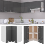 Hanging Corner Cabinet Lyon High Gloss Grey 57x57x60 cm Engineered Wood - Front View