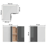Hanging Corner Cabinet Lyon High Gloss Grey 57x57x60 cm Engineered Wood - Extra Image
