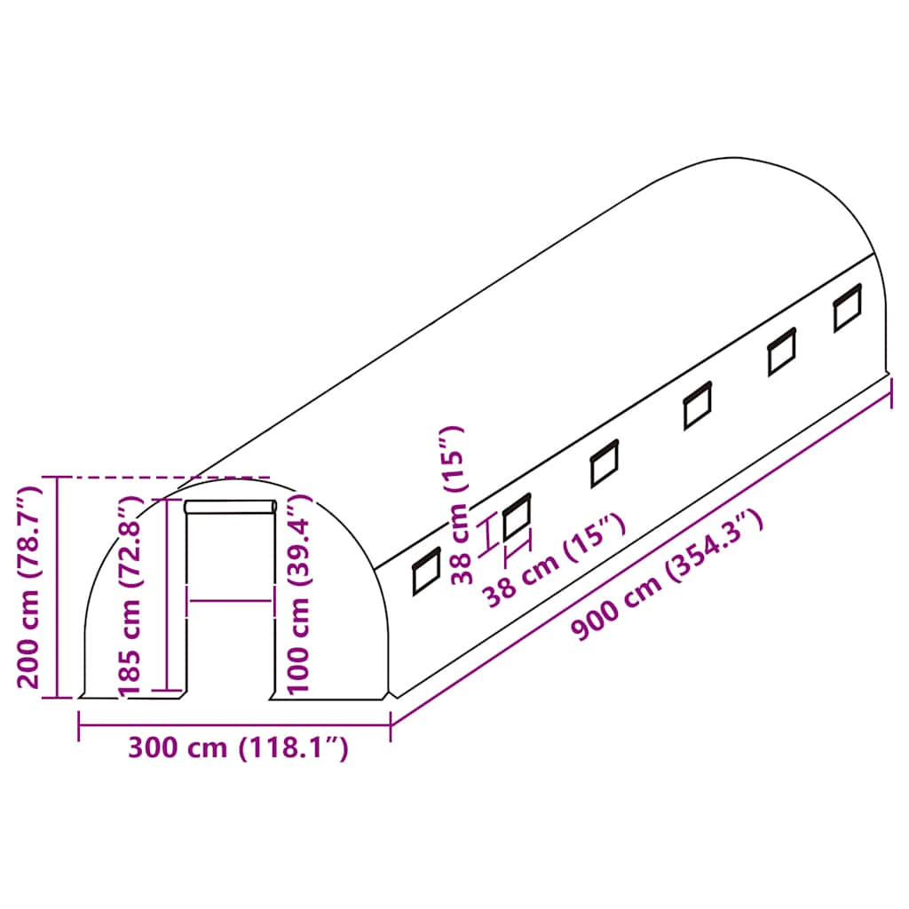 Greenhouse Replacement Cover (27 m²) 300x900x200 cm Green