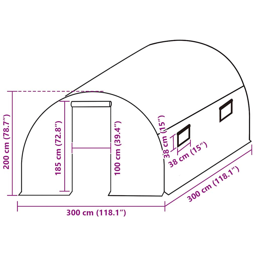 Greenhouse Replacement Cover (9 m?) 3x3x2 m Transparent