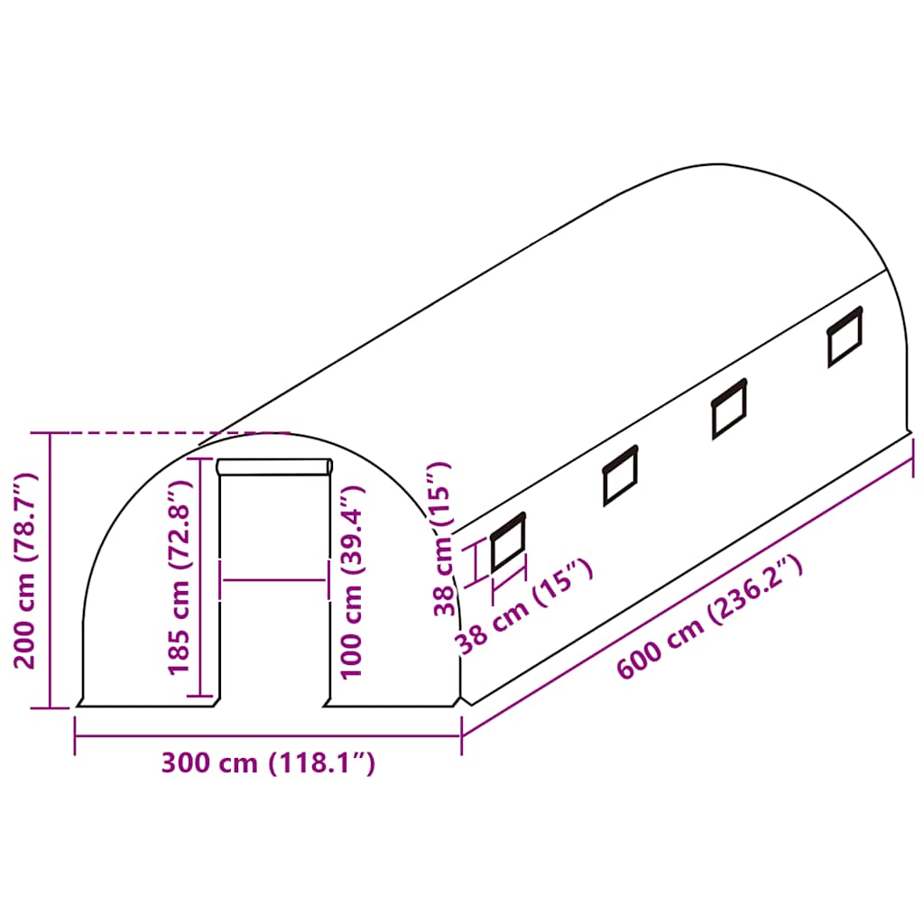 Greenhouse Replacement Cover (18 m²) 3x6x2 m Transparent