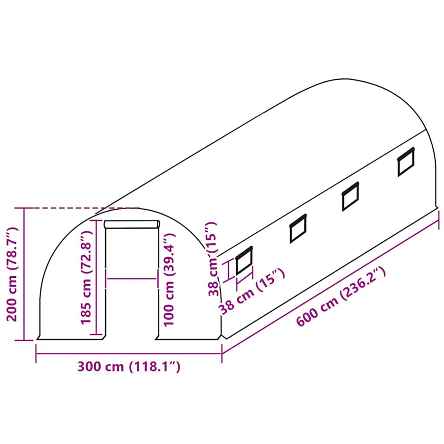 Greenhouse Replacement Cover (18 m²) 3x6x2 m Transparent