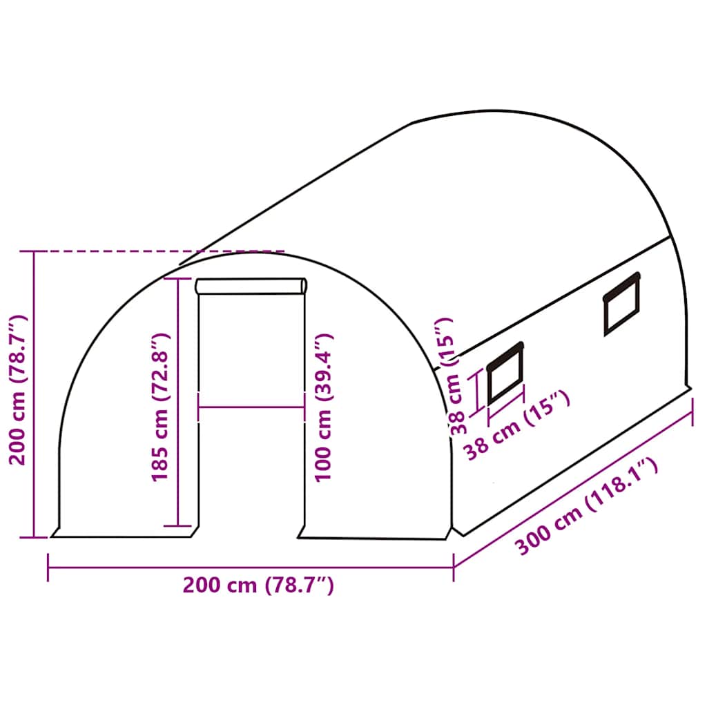 Greenhouse Replacement Cover (6 m?) 200x300x200 cm Green