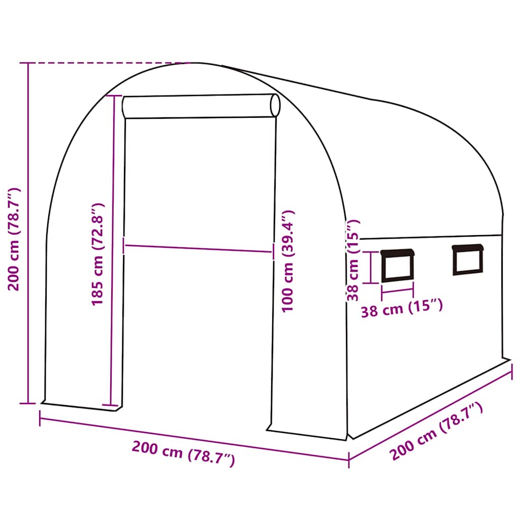 Greenhouse Replacement Cover (4 m?) 200x200x200 cm Green