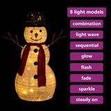 Decorative Christmas Snowman Figure with LED Luxury Fabric 60cm - Side View