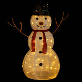 Decorative Christmas Snowman Figure with LED Luxury Fabric 90cm - Side View