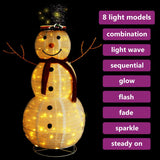 Decorative Christmas Snowman Figure LED Luxury Fabric 120cm - Side View