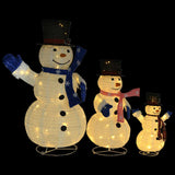 Decorative Christmas Snowman Family Figures with LED Luxury Fabric - Front View