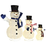 Decorative Christmas Snowman Family Figures with LED Luxury Fabric - Side View