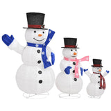 Decorative Christmas Snowman Family Figures with LED Luxury Fabric - Top-Down View
