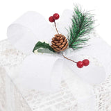 Decorative Christmas Gift Boxes 3 pcs White Outdoor Indoor - Rear View