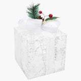 Decorative Christmas Gift Boxes 3 pcs White Outdoor Indoor - Close-Up Angle