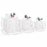 Decorative Christmas Gift Boxes 3 pcs White Outdoor Indoor - Extra Image