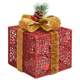 Decorative Christmas Gift Boxes 3 pcs Red Outdoor Indoor - Rear View