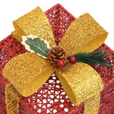 Decorative Christmas Gift Boxes 3 pcs Red Outdoor Indoor - Close-Up Angle