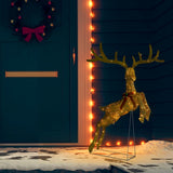 Flying Reindeer Christmas Decoration 120 LEDs Gold Warm White - Side View