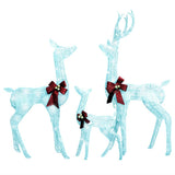 Reindeer Family Christmas Decoration White and Silver 201 LEDs - Front View