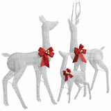 Reindeer Family Christmas Decoration White and Silver 201 LEDs - Side View