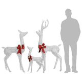 Reindeer Family Christmas Decoration White and Silver 201 LEDs - Rear View