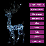 Acrylic Reindeer Christmas Decoration 140 LEDs 120 cm Cold White - 45-Degree Angle