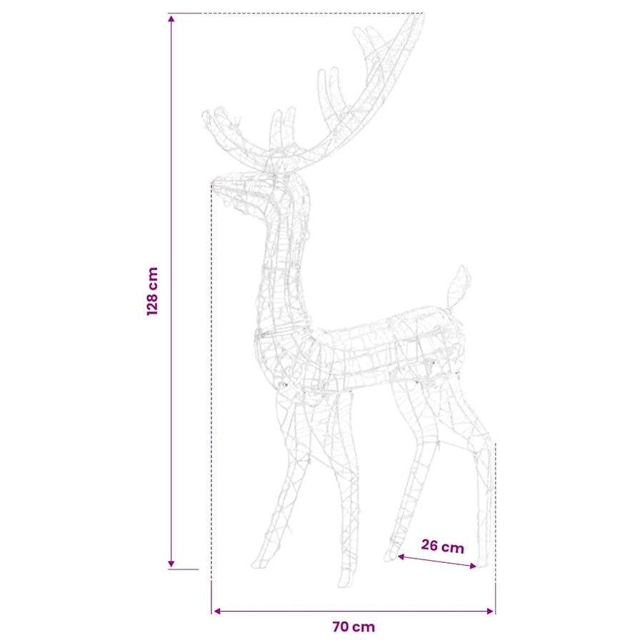 Acrylic Reindeer Christmas Decoration 140 LEDs 128 cm Cold White