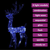 Acrylic Reindeer Christmas Decoration 140 LEDs 128 cm Blue