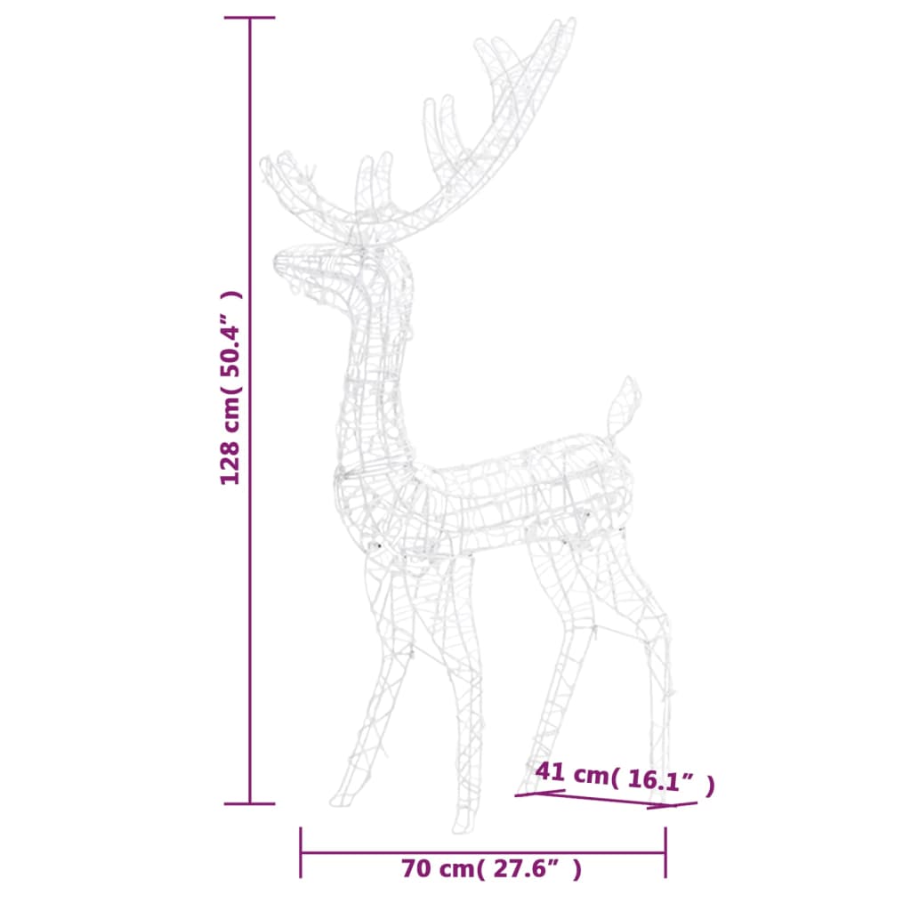 Acrylic Reindeer Christmas Decoration 140 LEDs 128 cm Blue