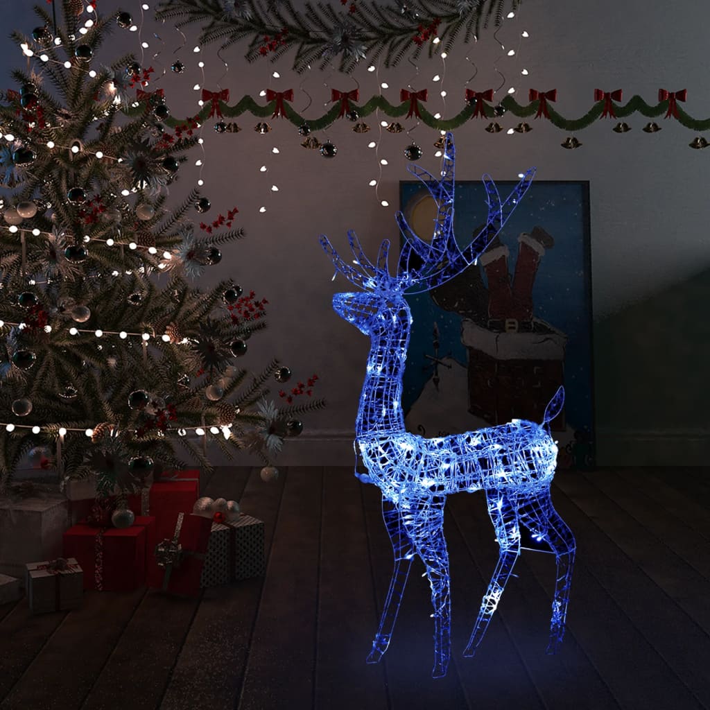 Acrylic Reindeer Christmas Decoration 140 LEDs 128 cm Blue