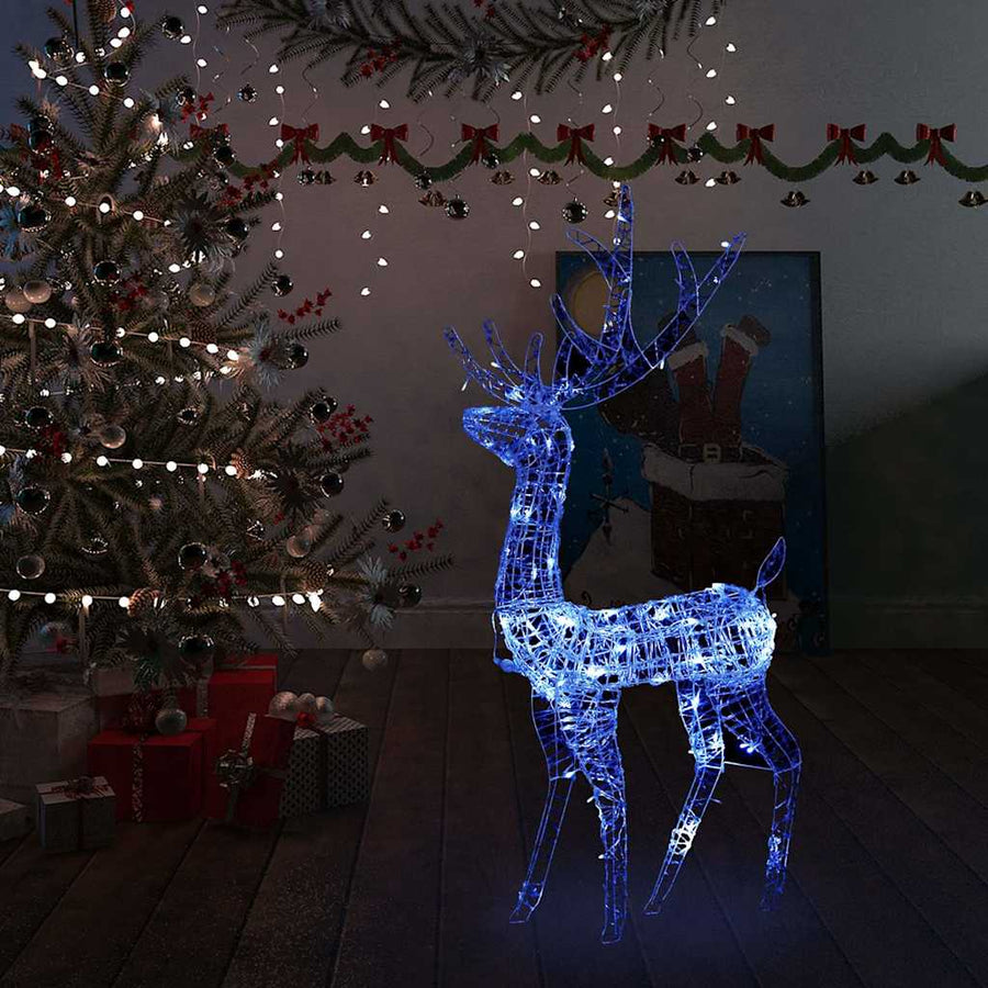 Acrylic Reindeer Christmas Decoration 140 LEDs 128 cm Blue