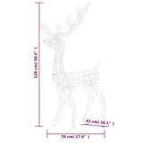 Acrylic Reindeer Christmas Decoration 140 LEDs 128 cm Colourful