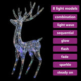 XXL Acrylic Christmas Reindeer 250 LED 180 cm Colourful - Rear View