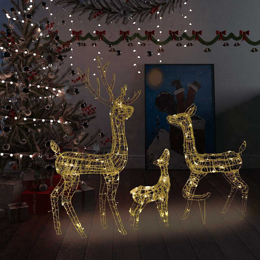 Acrylic Reindeer Family Christmas Decoration 300 LED Warm White