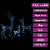 Acrylic Reindeer Family Christmas Decoration 300 LED Cold White - Top-Down View