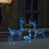 Acrylic Reindeer Family Christmas Decoration 300 LED Blue - Side View