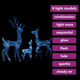 Acrylic Reindeer Family Christmas Decoration 300 LED Blue - Top-Down View