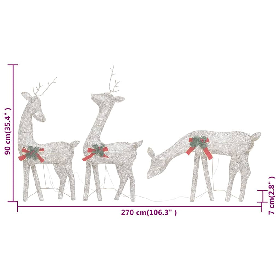 Christmas Reindeer Family 270x7x90 cm Gold Warm White Mesh