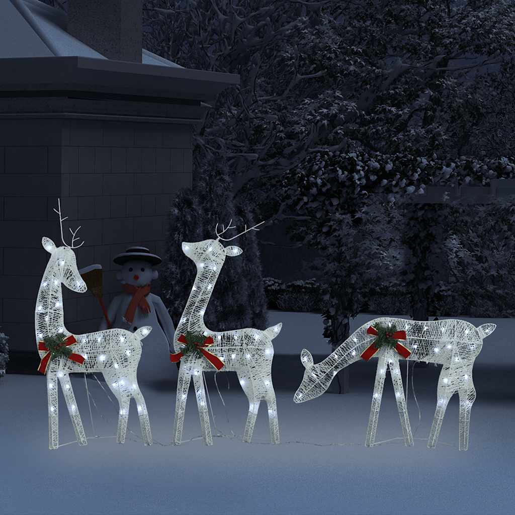 Christmas Reindeer Family 270x7x90 cm White Cold White Mesh