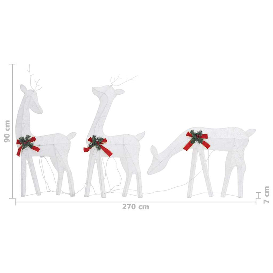 Christmas Reindeer Family 270x7x90 cm White Cold White Mesh