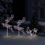 Acrylic Christmas Flying Reindeer&Sleigh 260x21x87cm Warm White - Side View