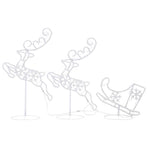 Acrylic Christmas Flying Reindeer&Sleigh 260x21x87cm Warm White