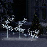 Acrylic Christmas Flying Reindeer&Sleigh 260x21x87cm Cold White - Side View