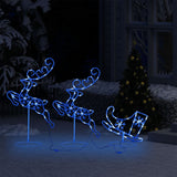Acrylic Christmas Flying Reindeer&Sleigh 260x21x87cm Blue - Side View